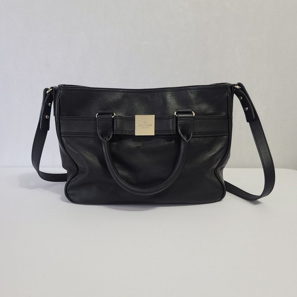 Kate Spade New York Primrose Hill Goldie Bow Satchel Black Leather Handbag Purse - Picture 1 of 16